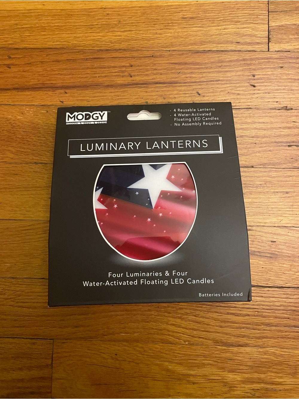 Red, White & Blue Luminary Lanterns - 4 Water-Activated Floating LED Candles